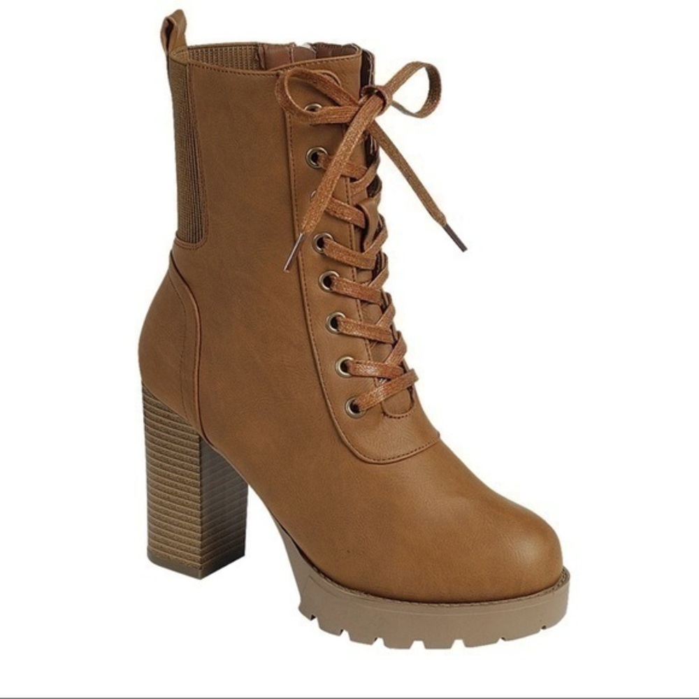 FOREVER LINK Tan match lace up boots